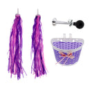 Girls Bicycle Air Hooter Horn Bell with Front Basket & Handlebar Streamer Purple