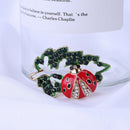 Fashion Ladybug Insect Brooch Collar Pins Crystal Leaves Corsage Jewelry  OZ