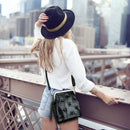 Mini Chain Sheepskin Women Shoulder Bags Solid Rivet Tassel Crossbody Bags
