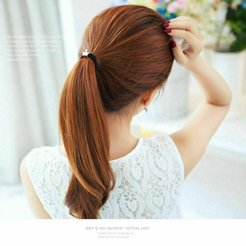 10PCS Women Black Elastic Hair Ties Bands Ropes Ring Ponytail-Holder R1T3 Q3B1