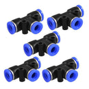 5 Pcs 8mm to 8mm 3 Ways Push in One Touch Tee Shaped Quick Fittings T3P6
