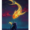 5D Diy Diamond Painting Full Square Drill Cat And Fish Embroidery For Wall  K1C9