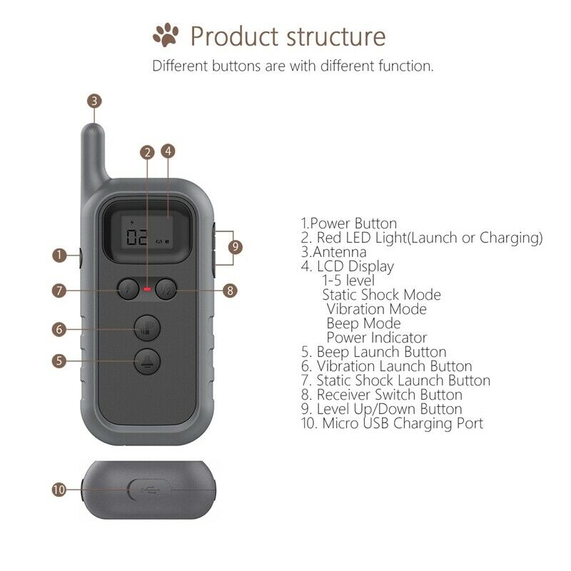 Dog Training Collar Rechargeable Shock Collar for Small To Large Dogs with