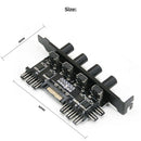 12V Computer Case Fan Hub Regulator 8 Way 4 Knob SATA/3Pin Speed Controller A