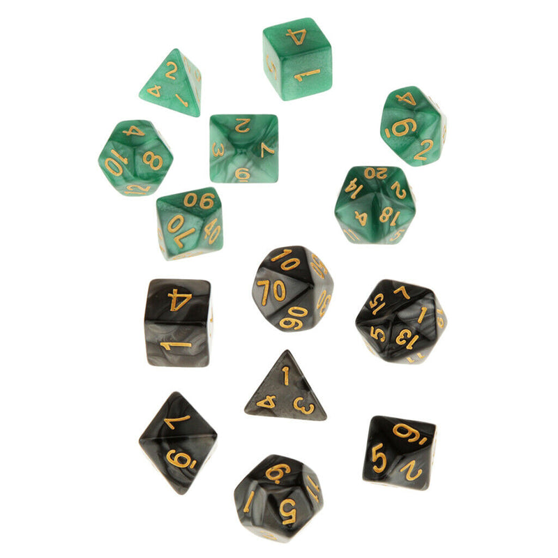 14 Pieces Acrylic Polyhedral Dices Die For Party Casino Bar Club Game Props