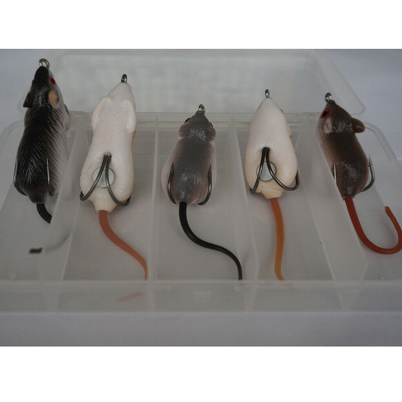 Soft Mouse Fishing Lures Mice Rat Baits Crankbaits Set With Storage Box Case