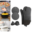 Silicone Oven Mitts and Pot Holders Heat Resistant with Cotton Quilted Liner