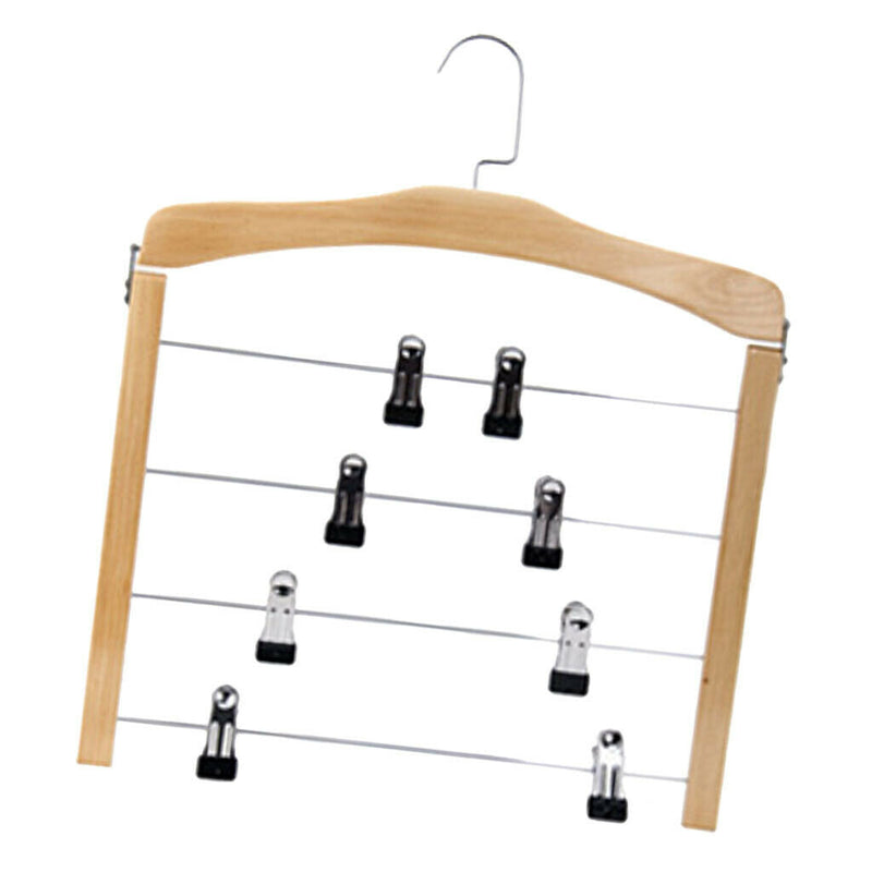 2PCS WOODEN 4 LAYER PANTS HANGER CLOSET SKIRT JEANS SLACK HANGERS STORAGE RACKS