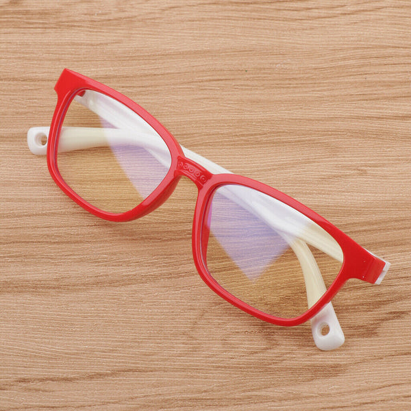 2PCS New Kid Stylish Eye Glasses Anti Eyestrain Soft Silicone Frame Glasses