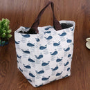Portable Canvas Waterproof Thermal Insulation Lunch Travel Handbag(Whale)