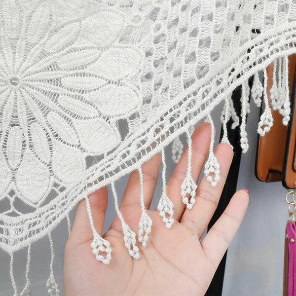 Crochet Hollow Lace Tassels Cape Shopping Women Shawl Knit Cloak Travel Fashion