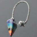Rainbow Natural Stone Crystal Point Pendulum Dowsing Chakra Scrying Dowser