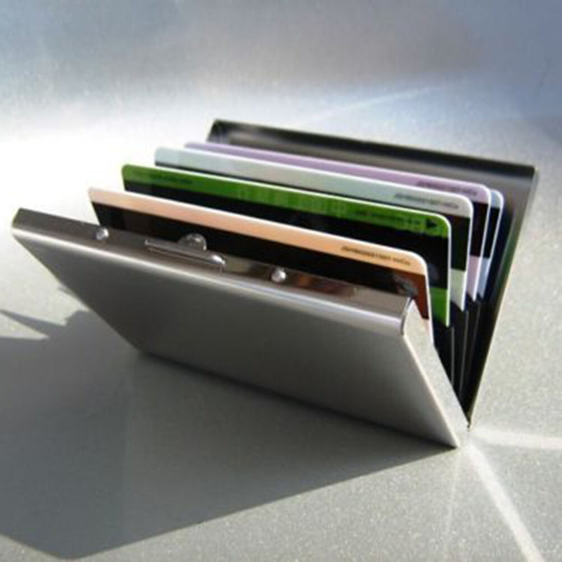 Men Stainless Steel Pocket Credit ID Card Mini Wallet Holder Pocket Case Box3C
