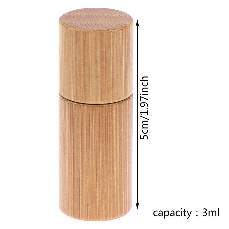 Bamboo Wood Bottle Perfume Empty Oil Bottle Stainless Roll On Ball Aromather Ew