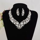 Luxury Rhinestone Crystal Earrings and Necklace Costume Bridal Jewelry Sets