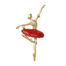 1 pc Ballet Dancing Girl Rhinestone Brooch Pin Fashion Charm Jewelry Red