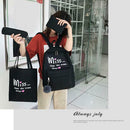 4pcs/set Letter Print Canvas Women Totes Pen Bags Clutch Backpacks (Black)