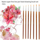 7pcs Detail Liner Paint Brush Set Students Acrylic Painting Art Supplies Gouache