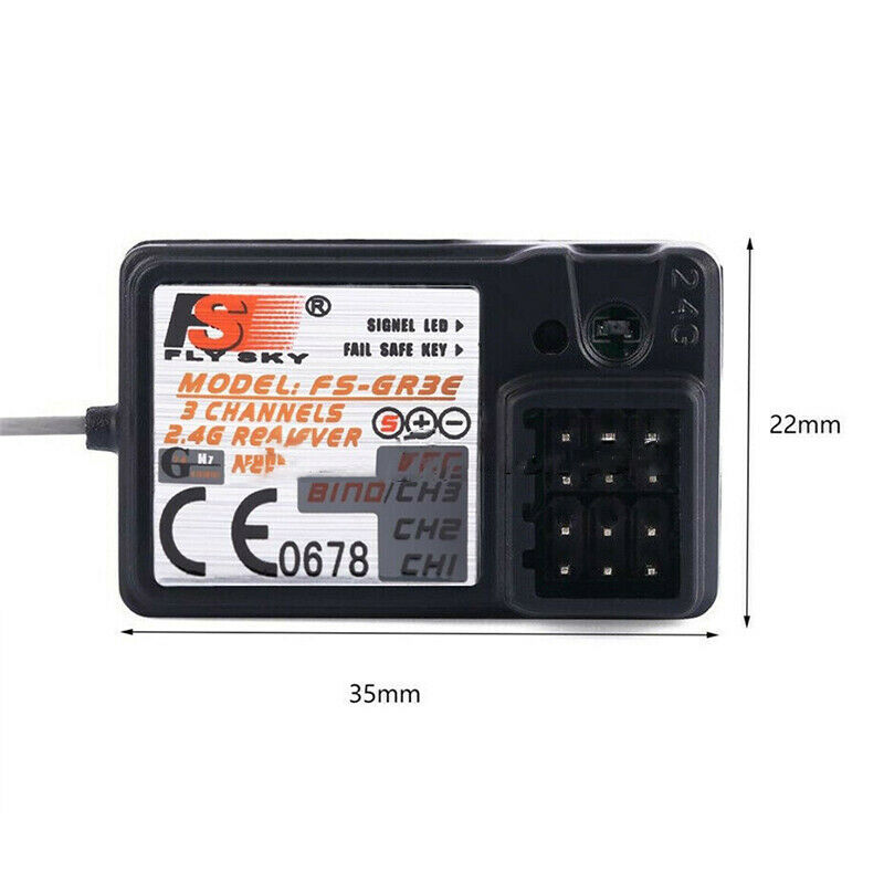 FS-GR3E Upgraded 2.4G 3CH Channel Receiver GT3B GR3C for RC Car Truck Boat Black