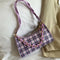 Fashion Plaid PU Women Handbag Totes Chain Underarm Shoulder Bags (Purple)