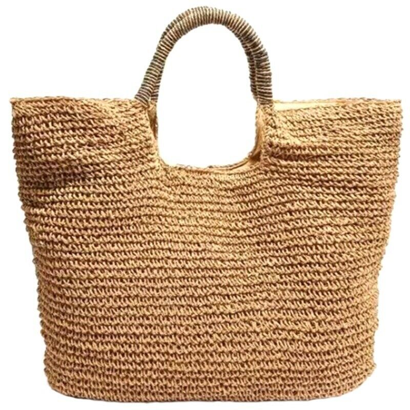 Fashion Summer Round Straw Bag Beach Rattan Women Handbag Totes Ladies Knit V8J5