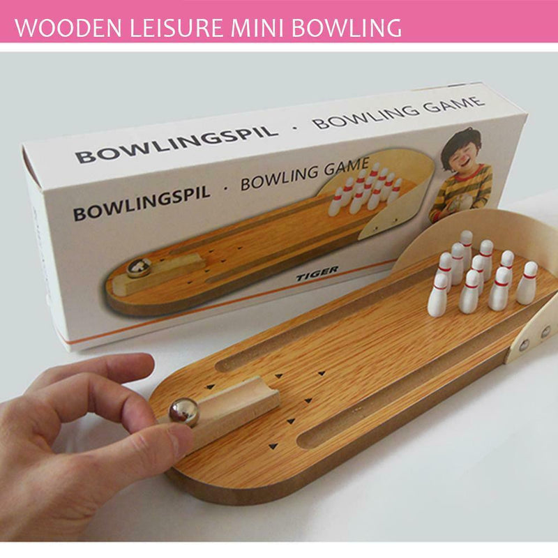 Wooden Mini Bowling Family Interactive Toys Set Entertainment Finger Board Game