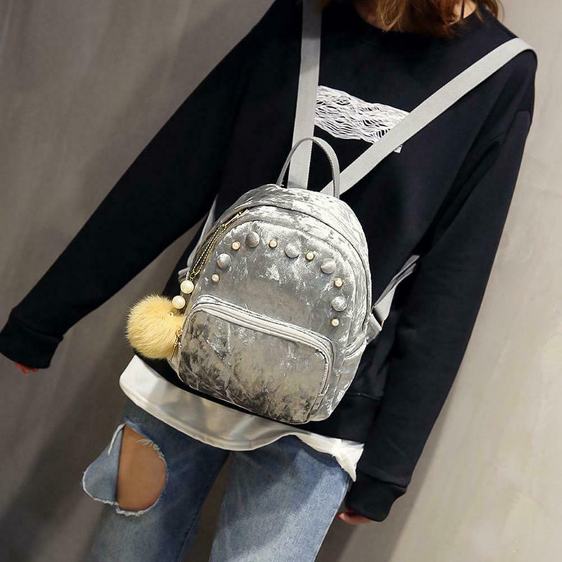 New Fashion Women Mini Velvet Backpack Casual Schoolbag For Teenage Girls