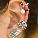 9PCS/Set Ear Clip Bohemia Ear Cuff Stud Crystal Ear Earrings Jewelry fashion 3C