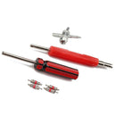 4pcs Schrader Valve Cores with Dual Single Head Removers+4-Way Valve Tool A
