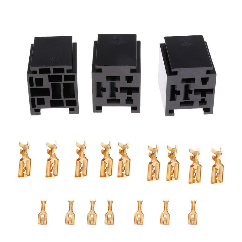 6pcs 5 Pin 80A Relay Mounting Base Socket Holder With Loose Terminals Set