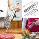 60ML 6 IN 1 Stainless Steel Condiment Spice Roast Curing Syringe with 3 Needles