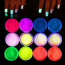 12boxes/set Neon Phosphor Powder Nail Glitter Powder 12 Colors Dust Luminou K4M6