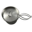 Stainless Camping Backpacking Cup Pot Cook Set With Vented Lid Folding Hand