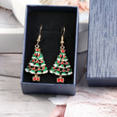 Women Rhinestone Christmas Tree Pendant Hook Earrings Party Jewelry Gift Fashion