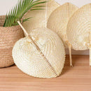 1Pcs DIY Handmade Cooling Fan Creative Peach Shaped Bamboo Fan Woven W0Z9