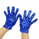Woman Full Finger Sequins Show Jazz Dance Gloves Mittens (Blue) R6Y2
