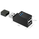 3 Ports Transfer USB Hub Data Box Adapter With Lanyard For Laptop Black