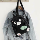 Fashion Cat Print Travel Backpacks Women Canvas Shoulder Top-handle Bags
