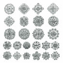 24pc Clear Rhinestone Crystal Flower Brooches Pins Set DIY Wedding Bouquet