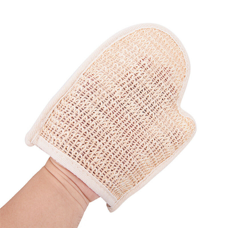 1X exfoliating bath glove natural sisal shower sponge cleansing body scrubber Ew