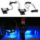 4x 3 LED Charge Car Decorative Light Lamps Car Interior Accessories Foot Blue
