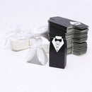 100pcs Bride and Groom Dress Candy Box Tuxedo Ribbon Party Wedding Favors IEM
