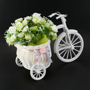 Nostalgic Bicycle Artificial Flower Decor Plant Stand (White+green)