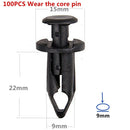 100x  Bumper Clips 9mm Push Door Panel Pin Fastener Rivets Clips New