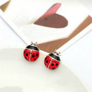 Cute Insert Earrings Exquisite Paint Stud Earrings Red Oil Ladybug Ear Studs LJ