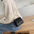 Women PU Leather Messenger Bag Chain Small Shoulder Satchel Bags (Black)
