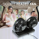 12V Dual Head Car Fan 2 Speeds 5 Blades Dashboard Electric Cooling Fan A