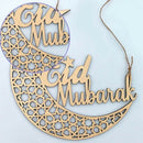Ramadan Eid Mubarak Wooden Plaque Islam Muslim Hanging Pendant Decoration F