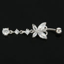 Body jewelry for girls, transparent heart twirl zirconia, navel ring belly