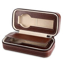 2 Grids PU Leather Travel Watch Storage Case Zipper Wristwatch Box Organize U4P8